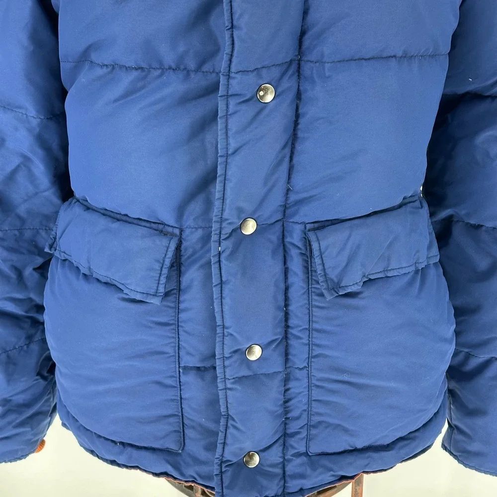 Vintage Sportcaster Goose Down Men Puffer Jacket Western Orange Yoke Blue S READ